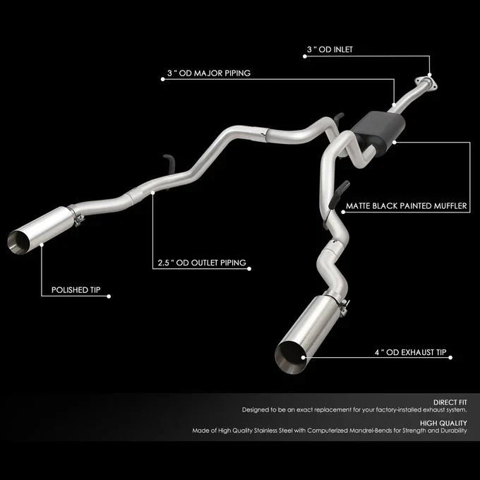 DNA Exhaust for Ford F150 4.6L / 5.0L / 5.4L (2009-2014) Catback with Double Rolled Wall Tip CBE-UR-002 - Image 2