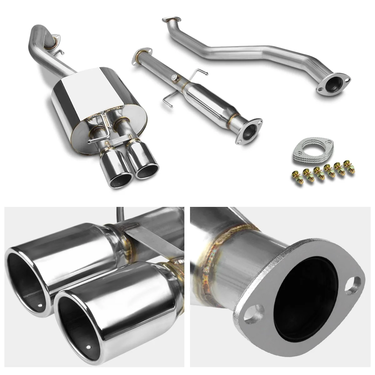 DNA Exhaust for Kia Spectra (2005-2009) Catback with 3" Double Wall Rolled Tips CBE-KS05 - Image 3