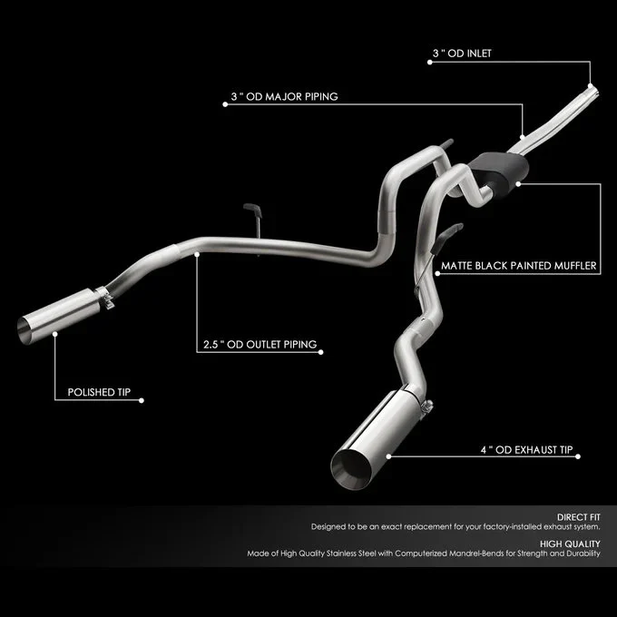 DNA Exhaust for Lincoln Mark LT 4.6L / 5.4L (2006-2008) Catback with Double Rolled Wall CBE-UR-001 - Image 3