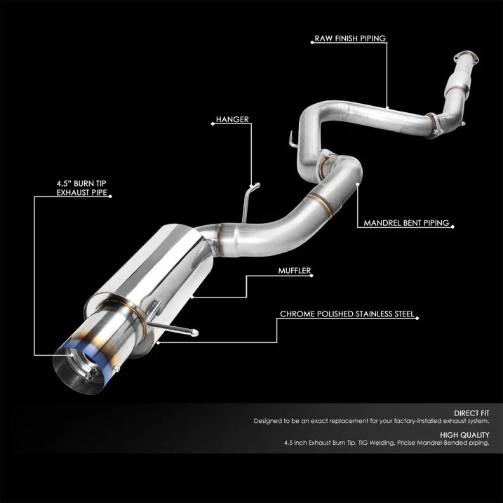 DNA Exhaust for Mitsubishi Eclipse 3G 3.0L 6G72 V6 (2000-2005) Catback with Single Wall or Double Rolled Wall - Image 7