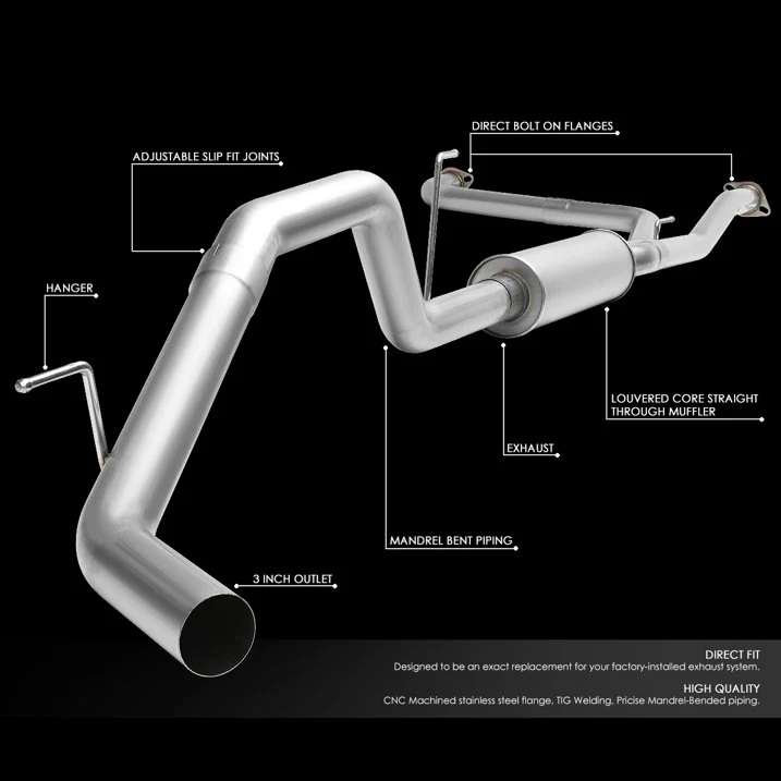 DNA Exhaust for Nissan Titan (2007-2015) Catback with 3" OD Stainless Steel Main Piping - Image 2