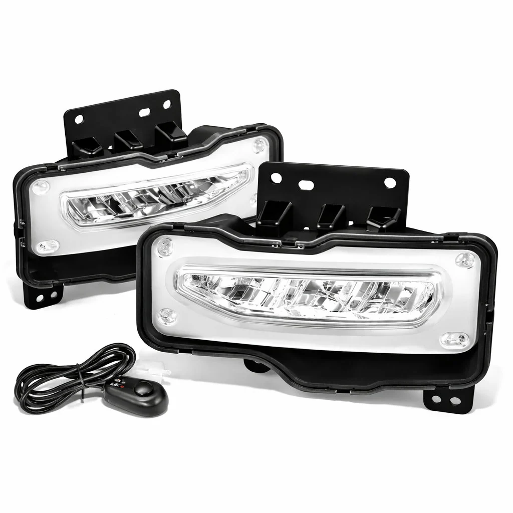 DNA Fog Lights for GMC Sierra 1500 (2016-2019) Full LED with Wiring Harness Switch - Clear or Smoke Lens FL-ZTL-372