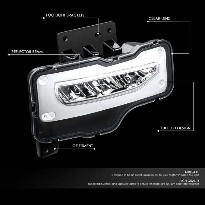 DNA Fog Lights for GMC Sierra 1500 (2016-2019) Full LED with Wiring Harness Switch - Clear or Smoke Lens FL-ZTL-372 - Image 3