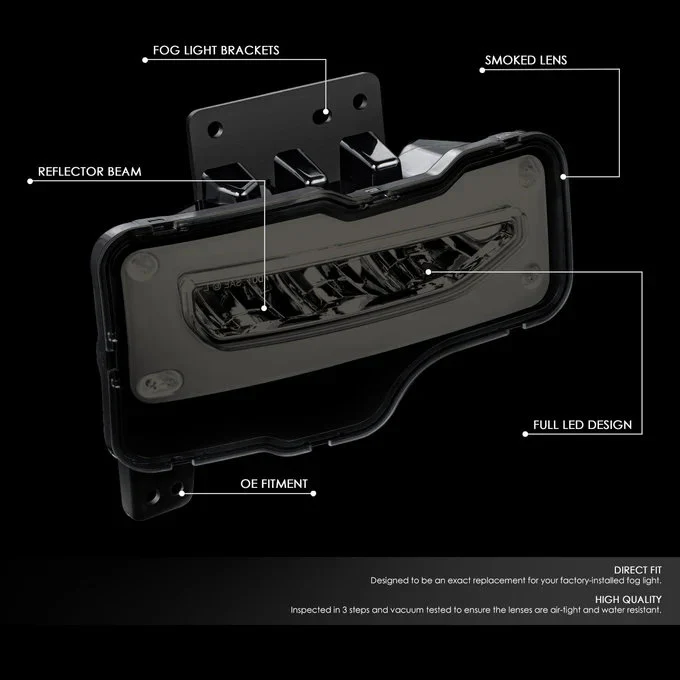 DNA Fog Lights for GMC Sierra 1500 (2016-2019) Full LED with Wiring Harness Switch - Clear or Smoke Lens FL-ZTL-372 - Image 6