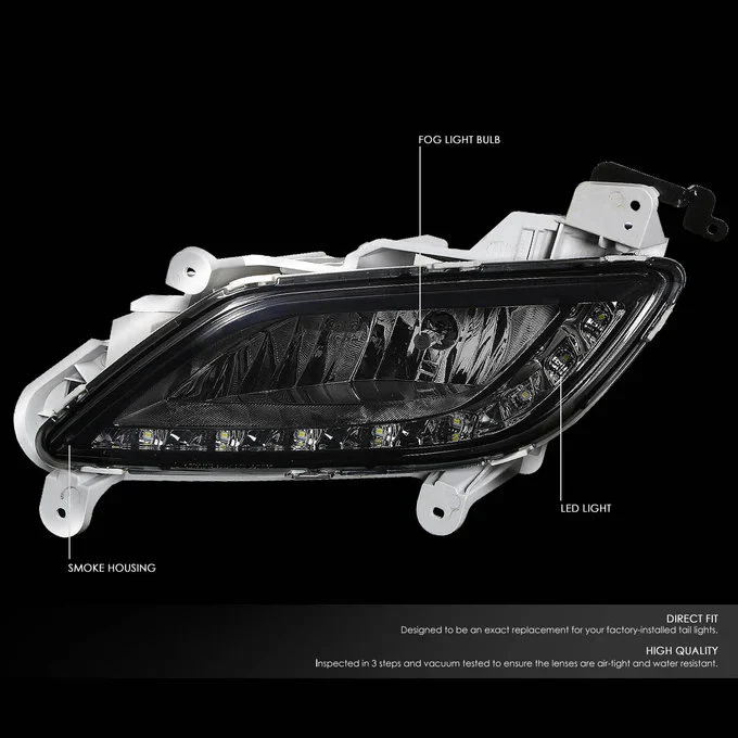 DNA Fog Lights for Hyundai Veloster (2012-2017) with LED DRL - Amber / Clear / Smoke Lens FL-HV12-LED - Image 14