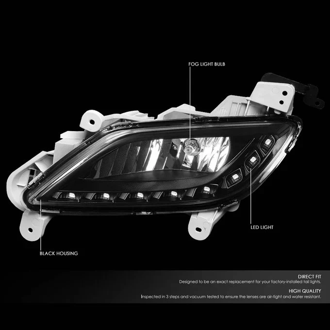 DNA Fog Lights for Hyundai Veloster (2012-2017) with LED DRL - Amber / Clear / Smoke Lens FL-HV12-LED - Image 6