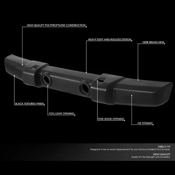 DNA Front Bumper Cover for Jeep Wrangler (2007-2018) with Tow Hook & Fog Lights Cutout ZTL-Y-0152 - Image 2