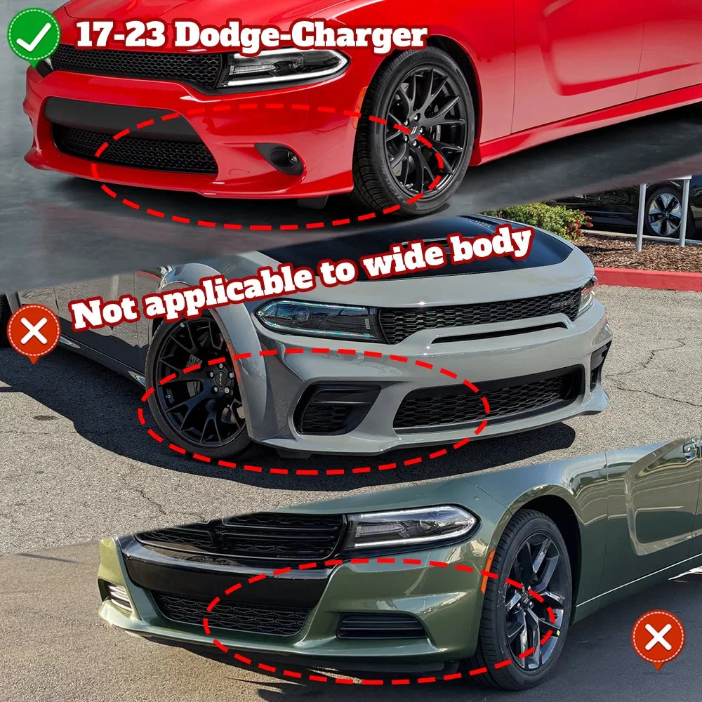DNA Front Bumper Lip for Dodge Charger (2015-2023) 3-Piece with Gloss Black Finish - Image 4
