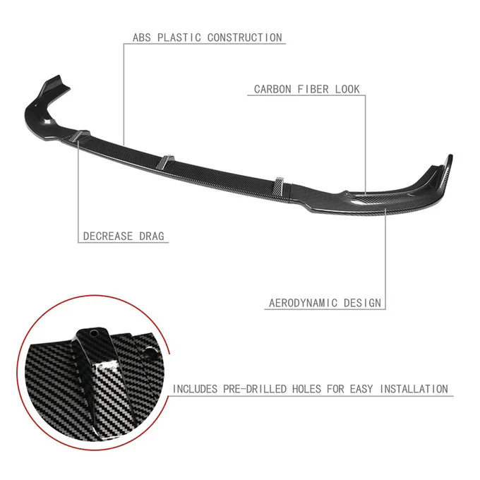 DNA Front Bumper Lip for Honda Civic Sedan (2006-2011) 3-Piece with Carbon Fiber Look Finish - Image 2