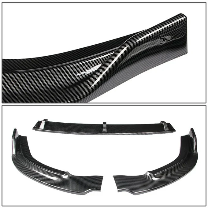 DNA Front Bumper Lip for Honda Civic Sedan (2006-2011) 3-Piece with Carbon Fiber Look Finish - Image 3