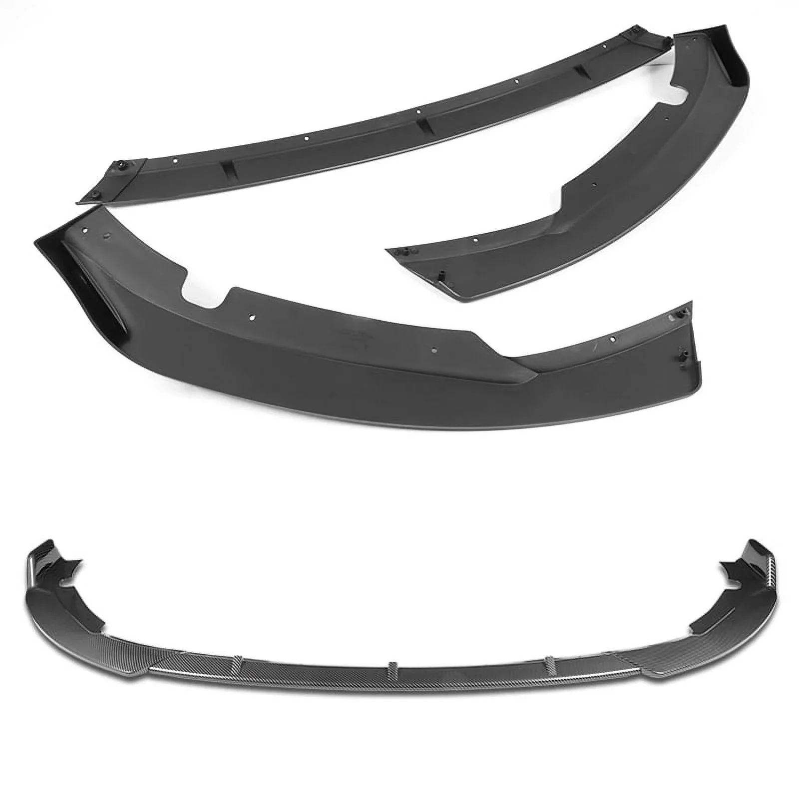 DNA Front Bumper Lip for Hyundai Sonata (2015-2017) 3-Piece STP Style with Matte / Gloss Black / Carbon Fiber Finish - Image 6