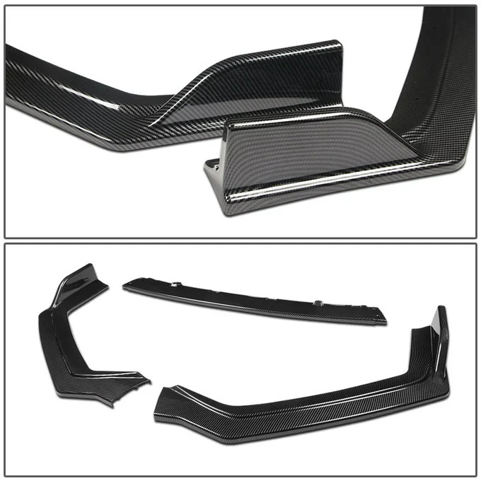 DNA Front Bumper Lip for Infiniti Q50 (2018-2022) 3-Piece with Carbon Fiber Look or Gloss Black Finish - Image 3