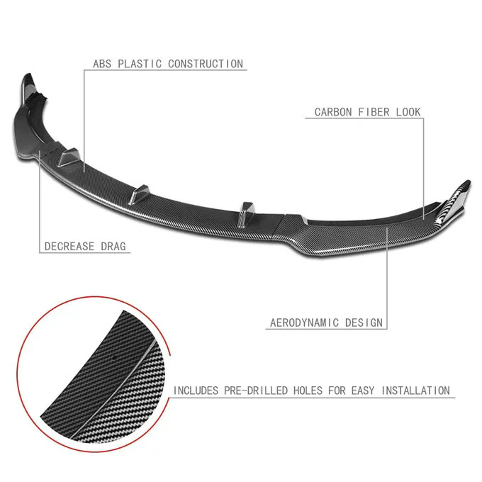 DNA Front Bumper Lip for Mazda MX5 Miata NC (2009-2013) 3-Piece GV-Style with Painted Carbon Fiber Finish - Image 2