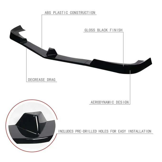 DNA Front Bumper Lip for Mercedes C180 C250 C300 C350 W204 (2012-2014) 3-Piece with Matte or Gloss Black Finish - Image 10