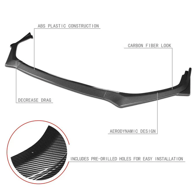 DNA Front Bumper Lip for Subaru Legacy (2018-2020) 3-Piece STi Style with Painted Carbon Fiber Finish - Image 5