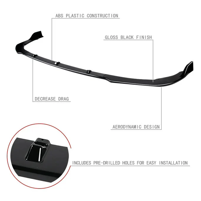 DNA Front Bumper Lip for Toyota Camry (2018-2022) 3-Piece with Gloss Black Finish - Image 2