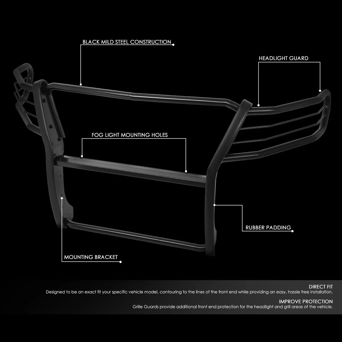 DNA Grille Guard for Chevy Colorado (2015-2019) Full Front End Bumper with Black or Chrome Finish - Image 3