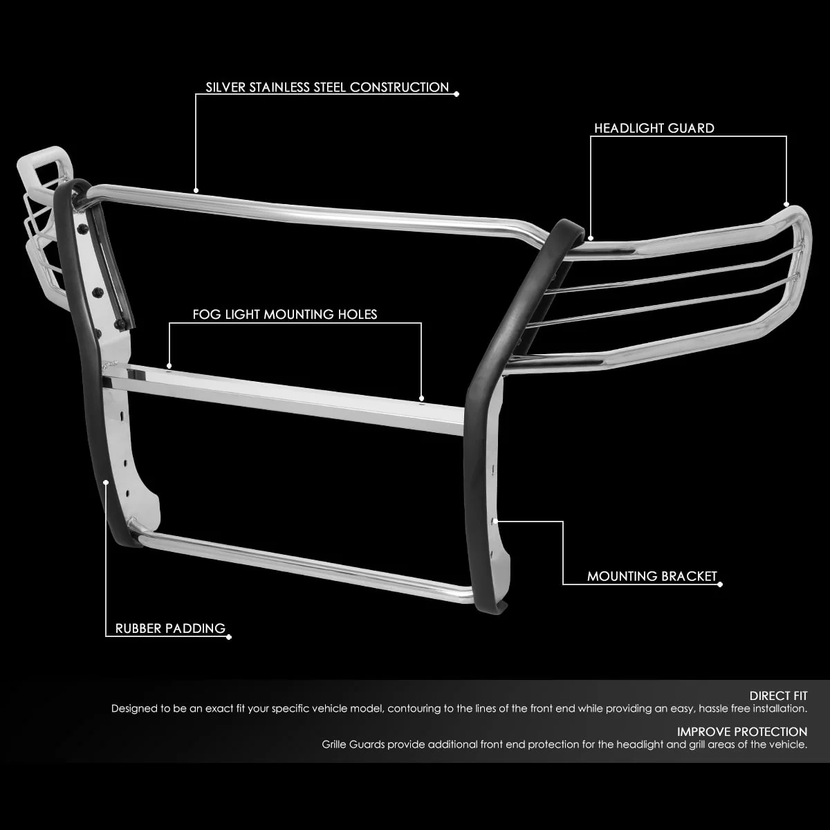 DNA Grille Guard for Chevy Colorado (2015-2019) Full Front End Bumper with Black or Chrome Finish - Image 6
