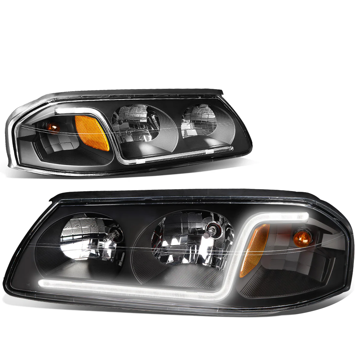DNA Headlights Chevy Impala (2000-2005) with or without LED DRL - Black / Chrome / Smoke Housing