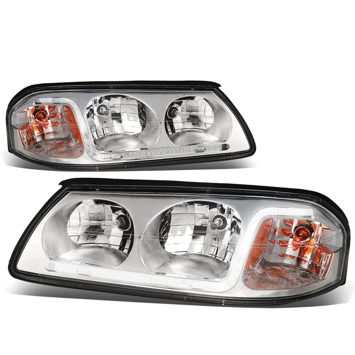 DNA Headlights Chevy Impala (2000-2005) with or without LED DRL - Black / Chrome / Smoke Housing - Image 15
