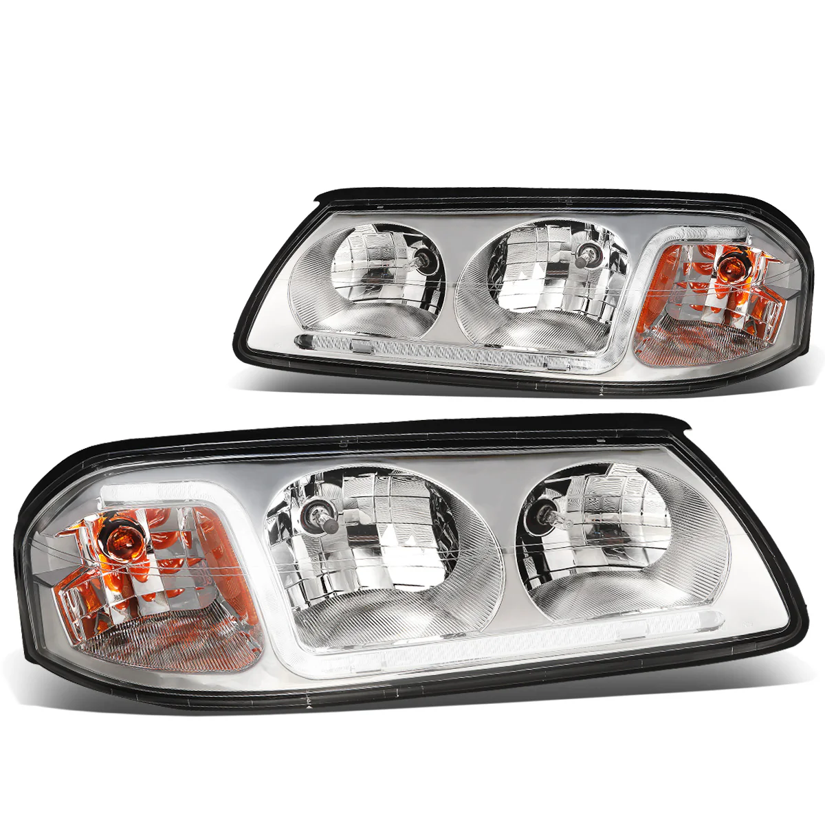 DNA Headlights Chevy Impala (2000-2005) with or without LED DRL - Black / Chrome / Smoke Housing - Image 16