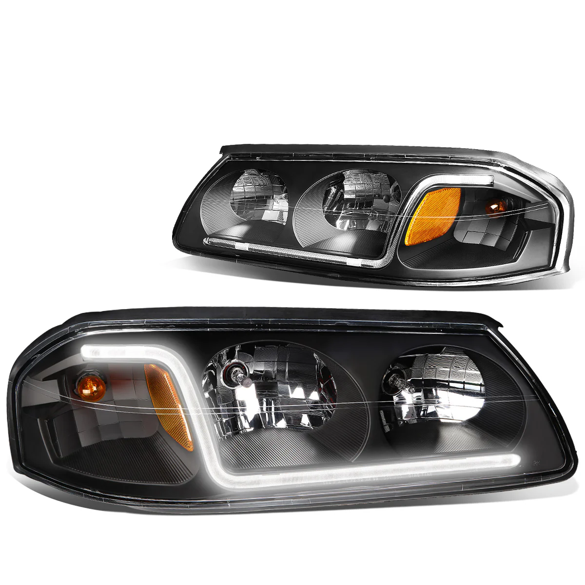 DNA Headlights Chevy Impala (2000-2005) with or without LED DRL - Black / Chrome / Smoke Housing - Image 2