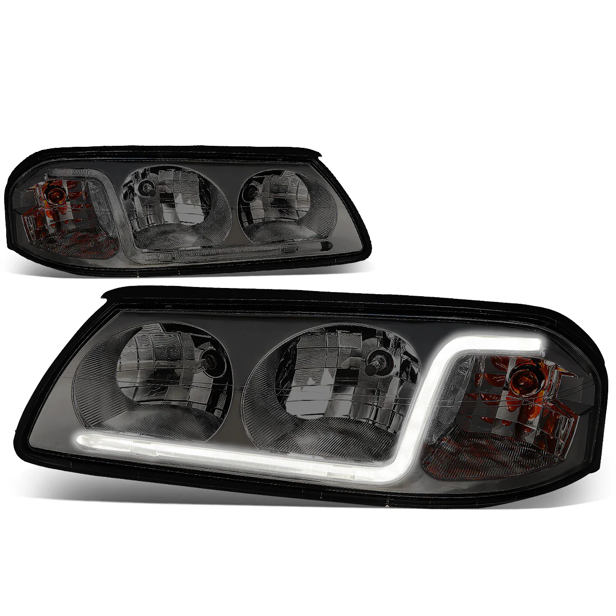 DNA Headlights Chevy Impala (2000-2005) with or without LED DRL - Black / Chrome / Smoke Housing - Image 29