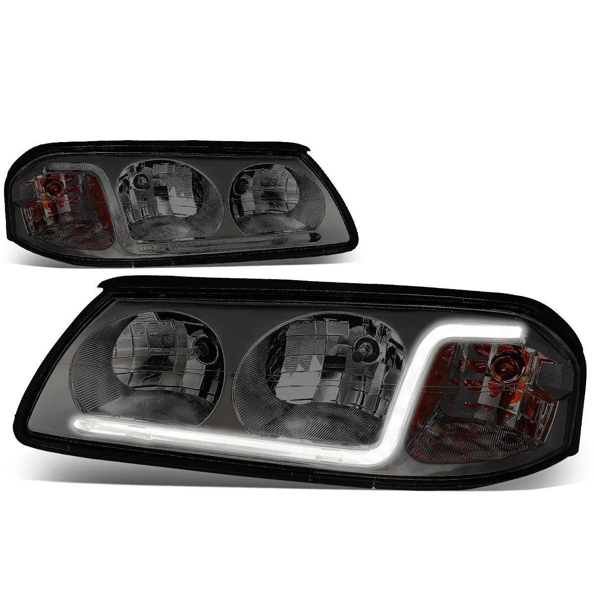 DNA Headlights Chevy Impala (2000-2005) with or without LED DRL - Black / Chrome / Smoke Housing - Image 36