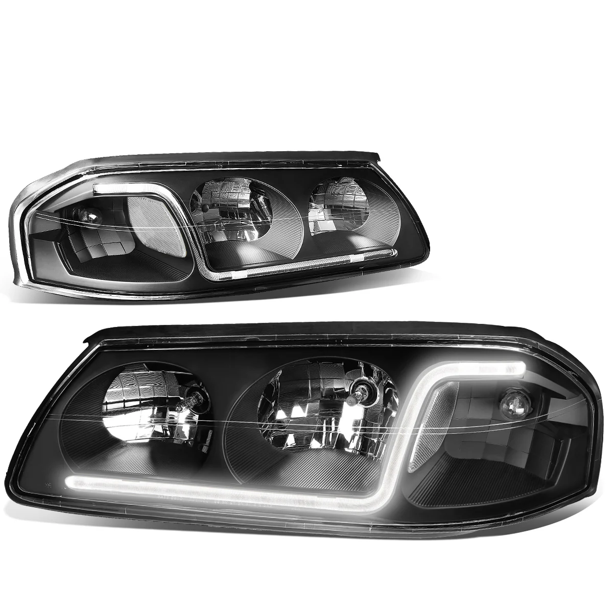 DNA Headlights Chevy Impala (2000-2005) with or without LED DRL - Black / Chrome / Smoke Housing - Image 8