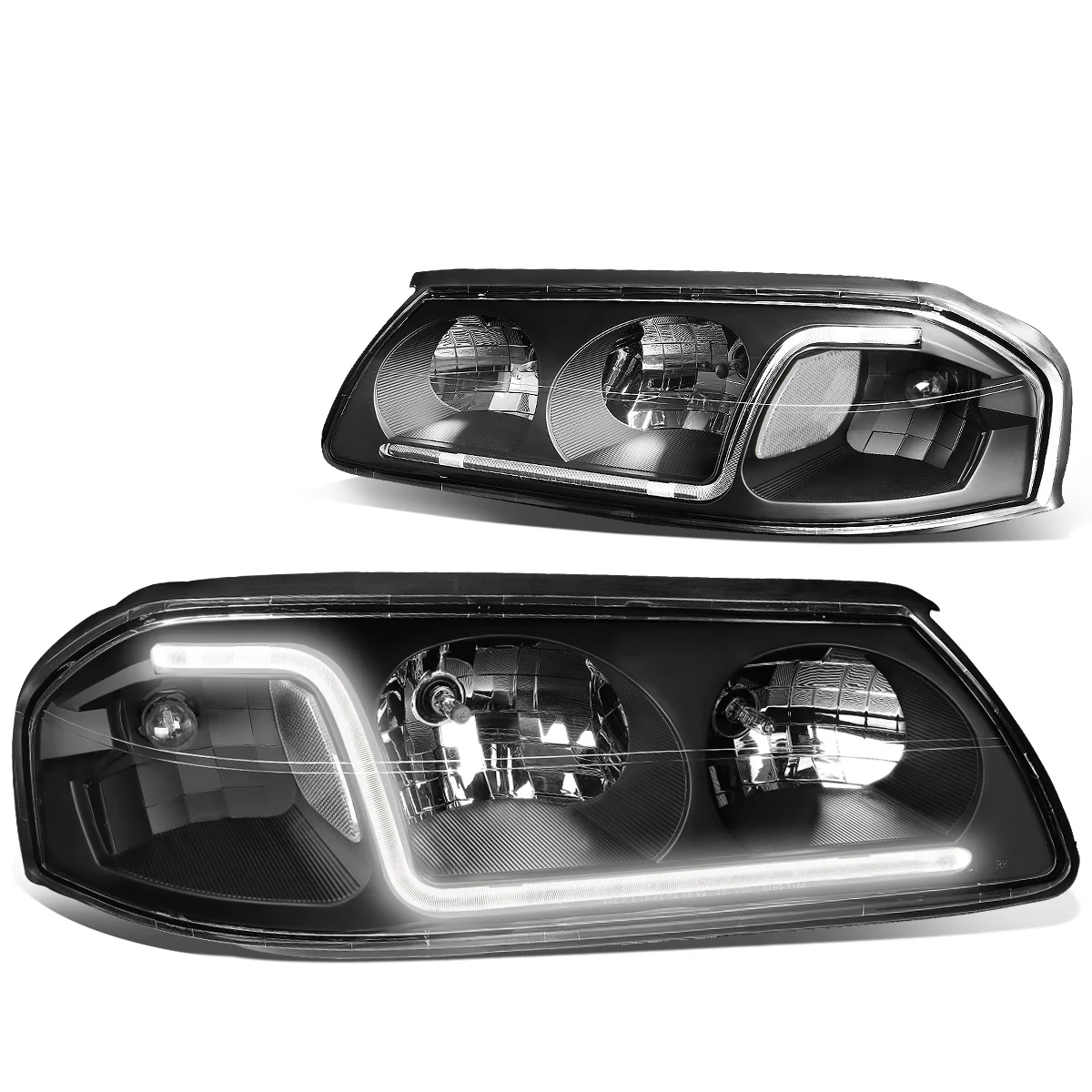 DNA Headlights Chevy Impala (2000-2005) with or without LED DRL - Black / Chrome / Smoke Housing - Image 9