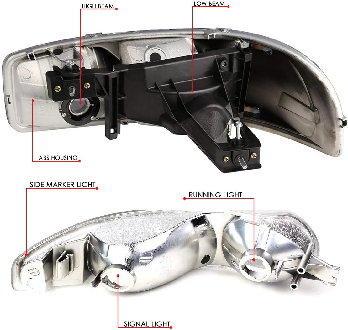 DNA Headlights for GMC Sierra 1500 (2002-2006) 1500 Classic (2007) with C-Shaped LED DRL and Black or Chrome Housing - Image 18