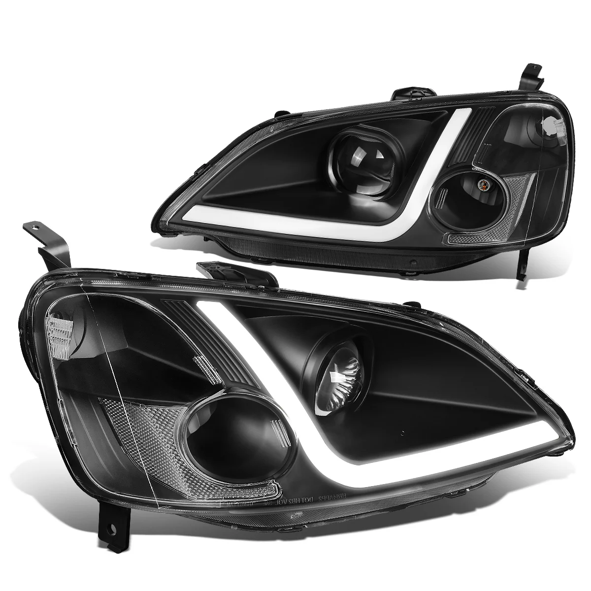 DNA Projector Headlights Honda Accord Coupe / Sedan (01-03) w/ LED DRL - Black / Chrome / Smoke Housing - Image 11