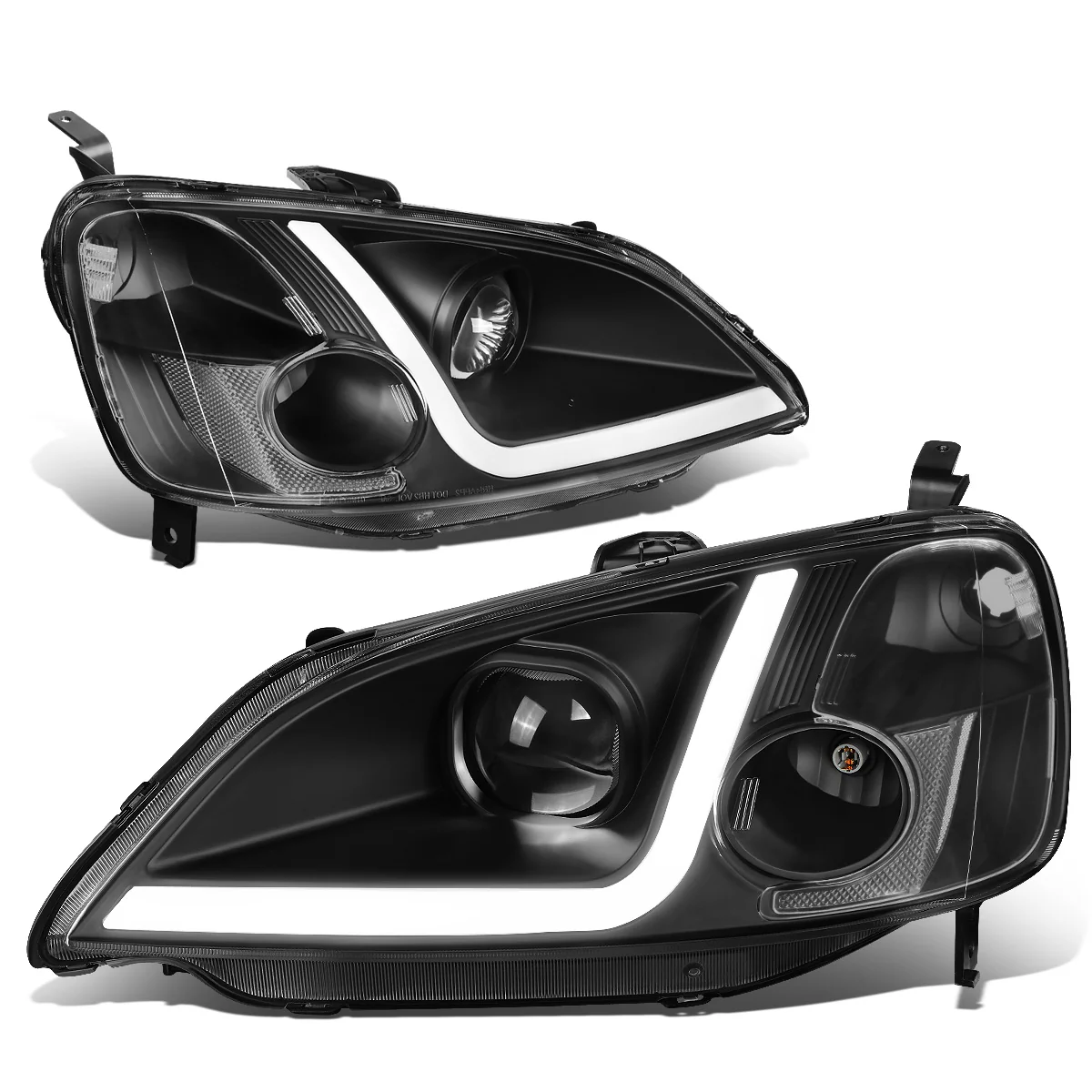 DNA Projector Headlights Honda Accord Coupe / Sedan (01-03) w/ LED DRL - Black / Chrome / Smoke Housing - Image 12