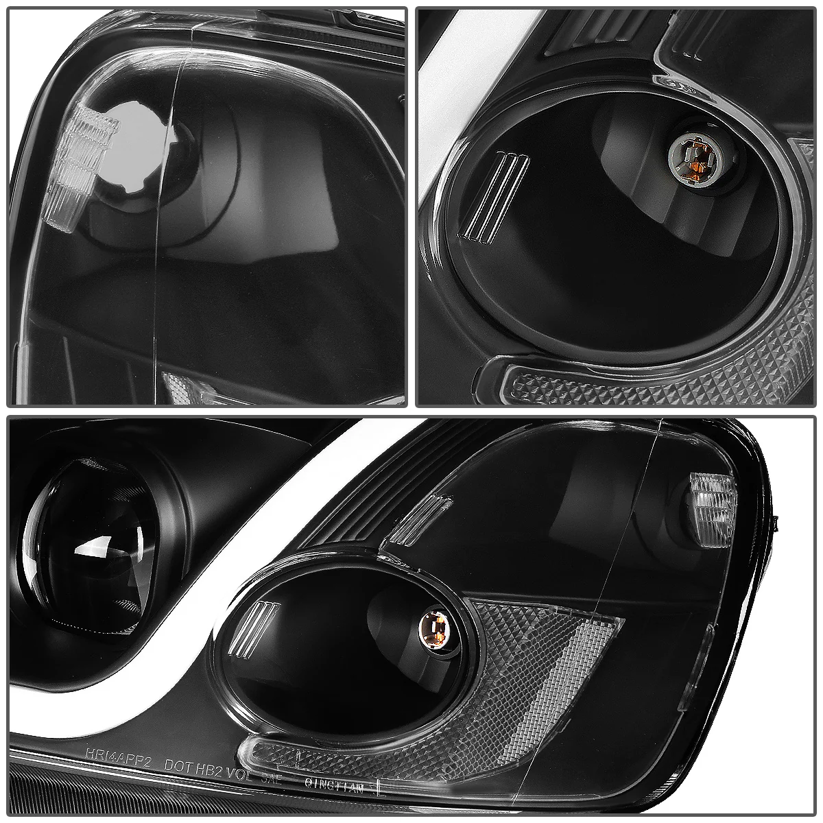 DNA Projector Headlights Honda Accord Coupe / Sedan (01-03) w/ LED DRL - Black / Chrome / Smoke Housing - Image 16