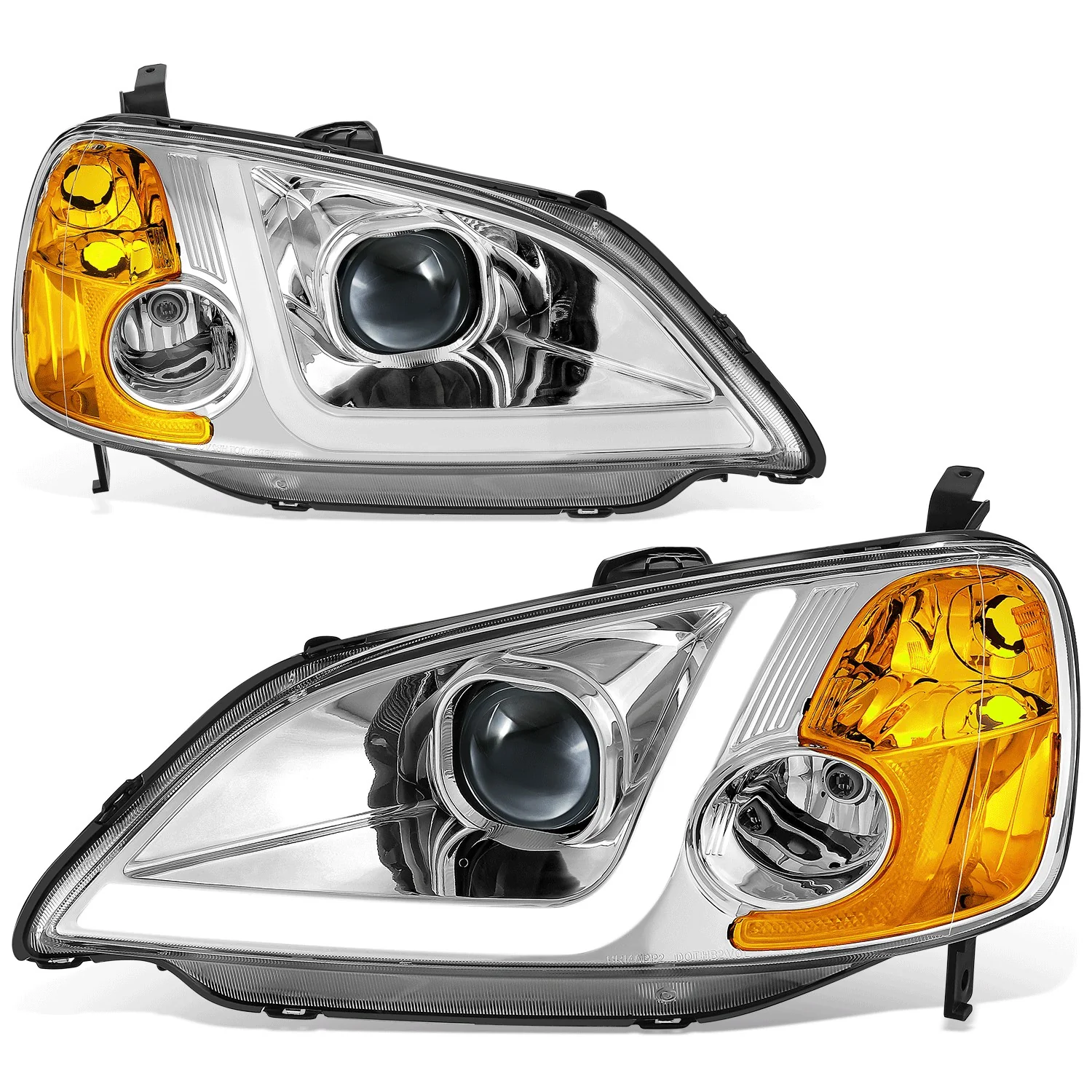 DNA Projector Headlights Honda Accord Coupe / Sedan (01-03) w/ LED DRL - Black / Chrome / Smoke Housing - Image 19