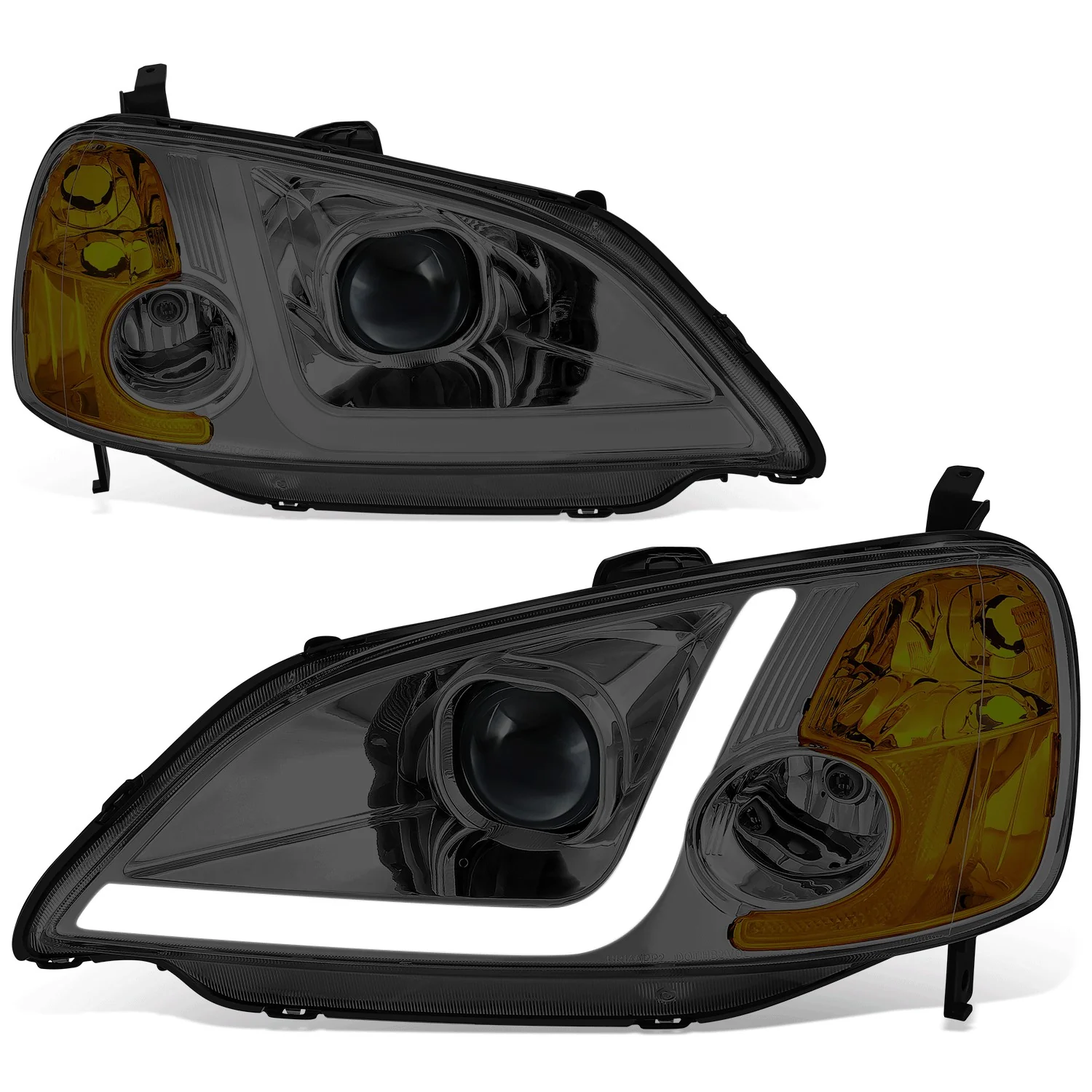 DNA Projector Headlights Honda Accord Coupe / Sedan (01-03) w/ LED DRL - Black / Chrome / Smoke Housing - Image 25