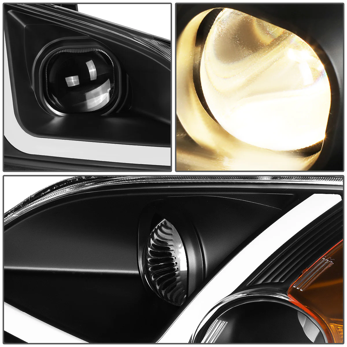 DNA Projector Headlights Honda Accord Coupe / Sedan (01-03) w/ LED DRL - Black / Chrome / Smoke Housing - Image 6