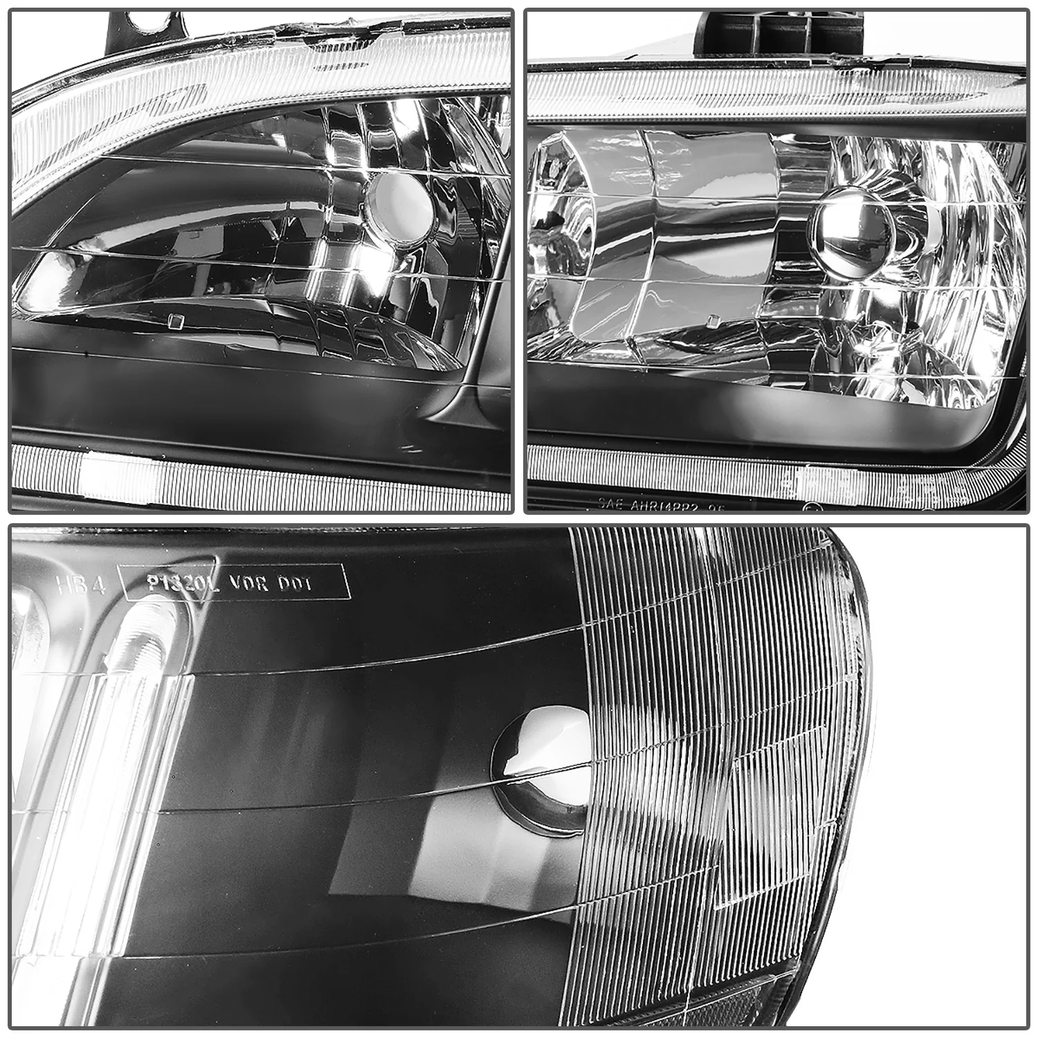 DNA Headlights Honda Accord Coupe / Sedan (98-02) w/ LED DRL - Black / Chrome / Smoke Housing - Image 6