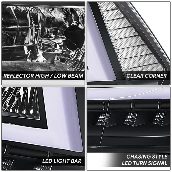 DNA Headlights for RAM 1500 / 2500 / 3500 / 4500 / 5500 (2010-2018) with C-Shaped LED DRL & Sequential Signals Lights - Image 3
