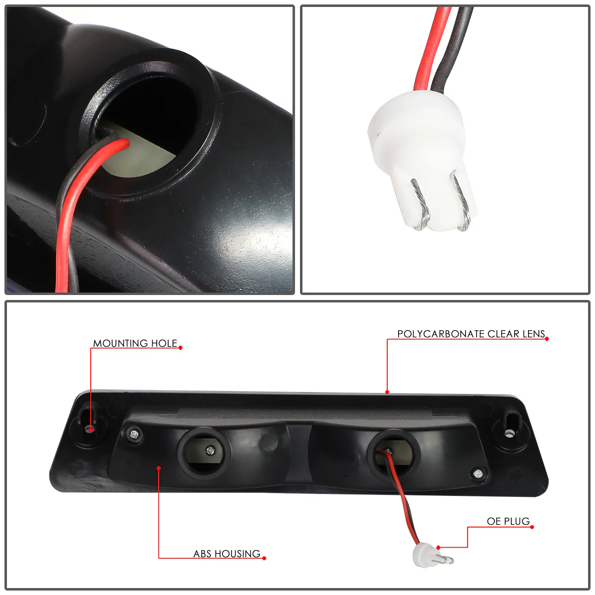 DNA LED 3rd Brake Light Ford Mustang LX Hatchback (1987-1993) Clear / Smoked / Red Lens - Image 29