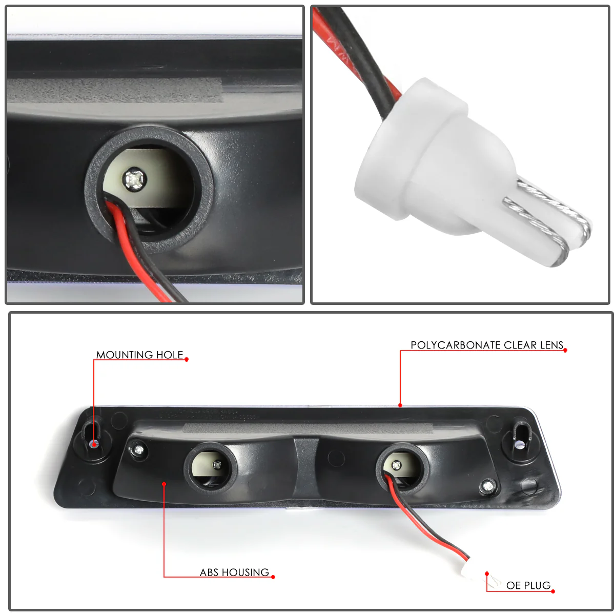 DNA LED 3rd Brake Light Ford Mustang LX Hatchback (1987-1993) Clear / Smoked / Red Lens - Image 37