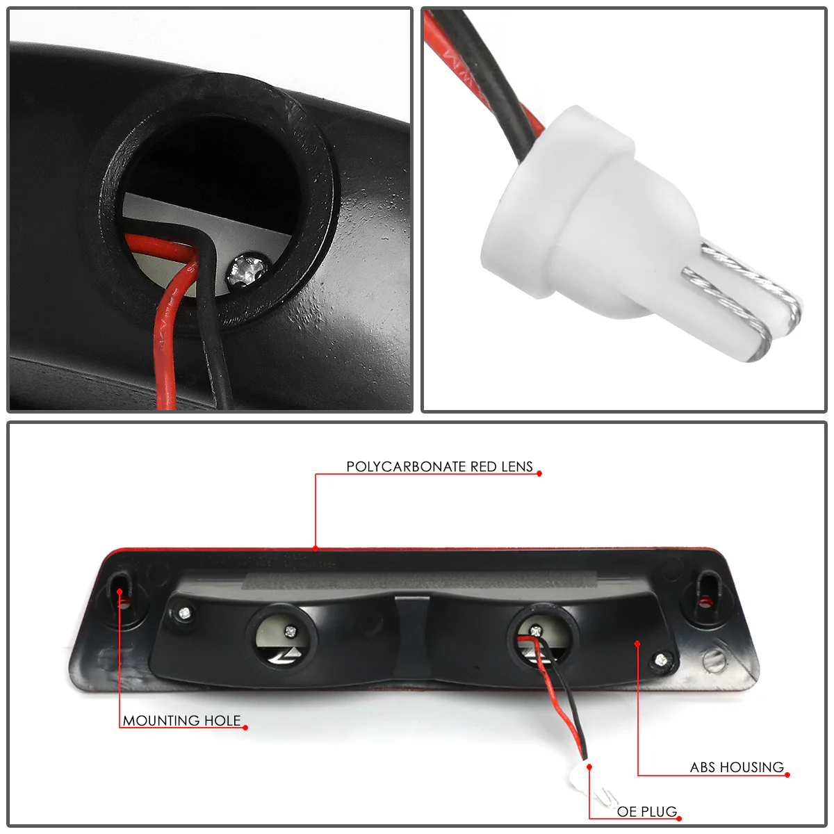 DNA LED 3rd Brake Light Ford Mustang LX Hatchback (1987-1993) Clear / Smoked / Red Lens - Image 41