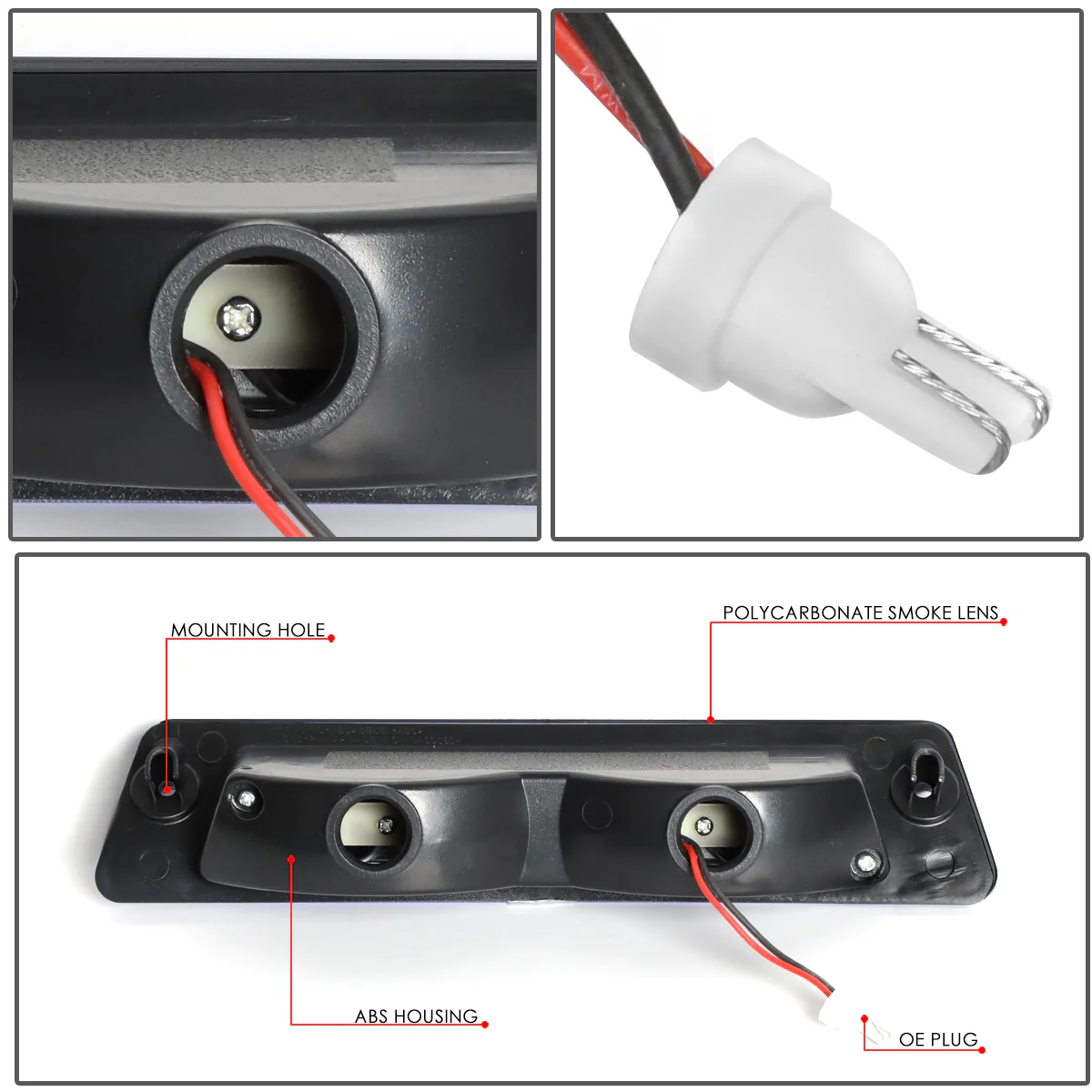 DNA LED 3rd Brake Light Ford Mustang LX Hatchback (1987-1993) Clear / Smoked / Red Lens - Image 45