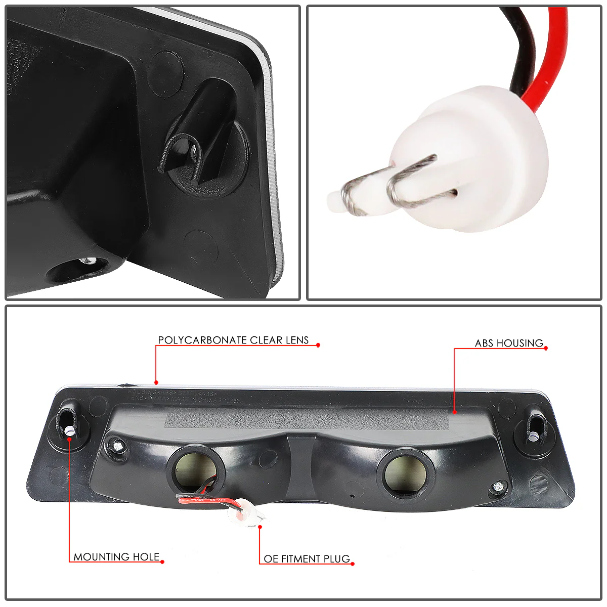 DNA LED 3rd Brake Light Ford Mustang LX Hatchback (1987-1993) Clear / Smoked / Red Lens - Image 5