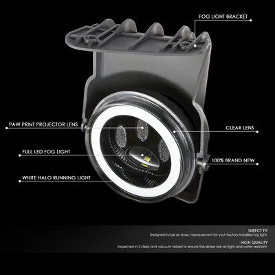 DNA LED Fog Lights for GMC Sierra (2003-2007) Halo Projector with Switch & Wiring Harness - Clear or Smoke FL-ZTL-358 - Image 2