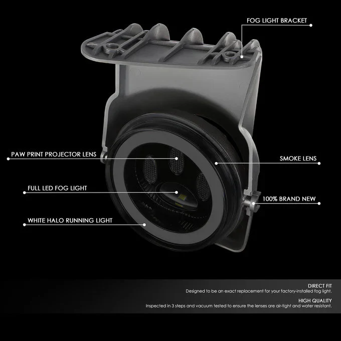 DNA LED Fog Lights for GMC Sierra (2003-2007) Halo Projector with Switch & Wiring Harness - Clear or Smoke FL-ZTL-358 - Image 9