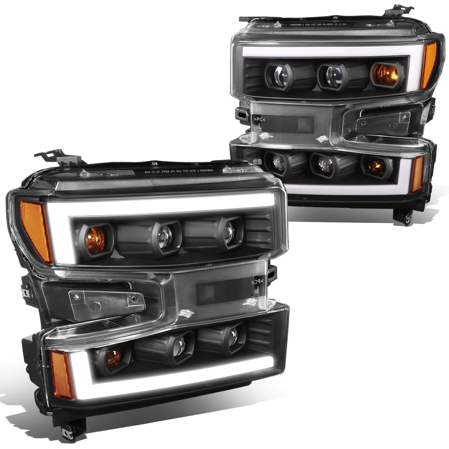 DNA Projector Headlights for Chevy Silverado 1500 (2019-2024) Black or Chrome Housing