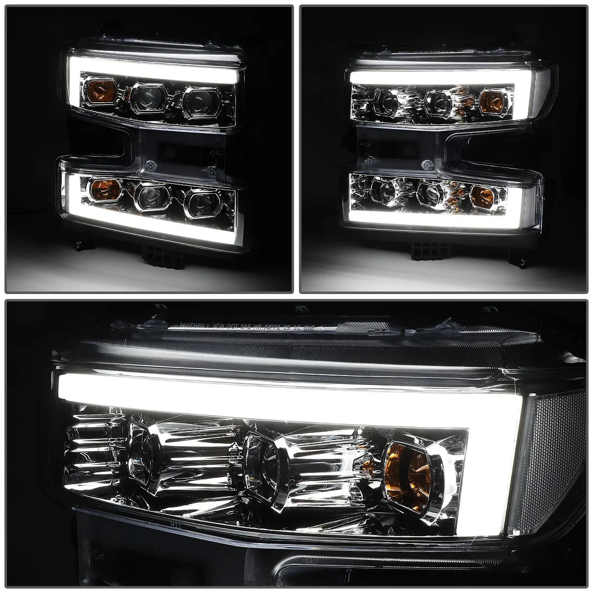 DNA Projector Headlights for Chevy Silverado 1500 (2019-2024) Black or Chrome Housing - Image 7