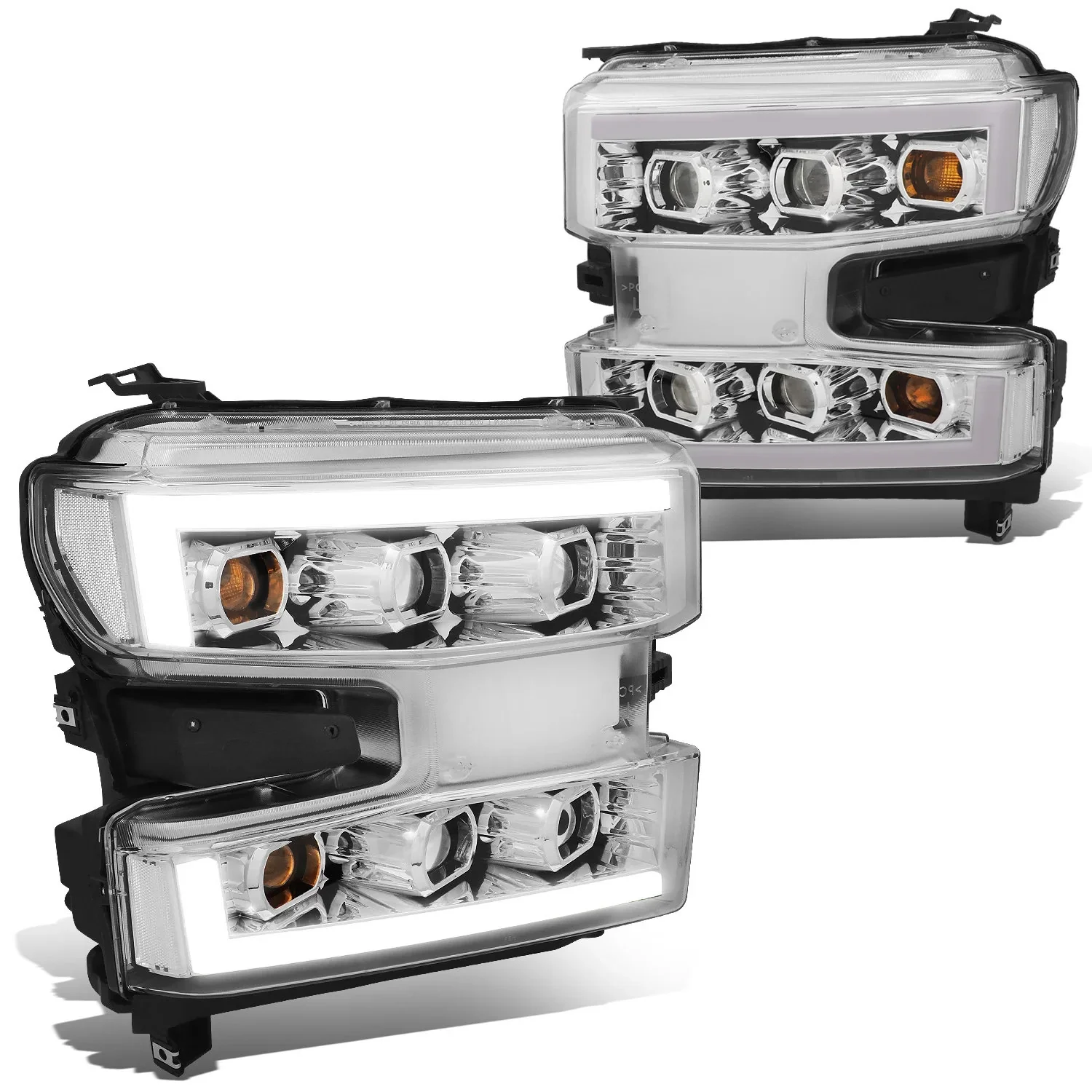 DNA Projector Headlights for Chevy Silverado 1500 (2019-2024) Black or Chrome Housing - Image 9