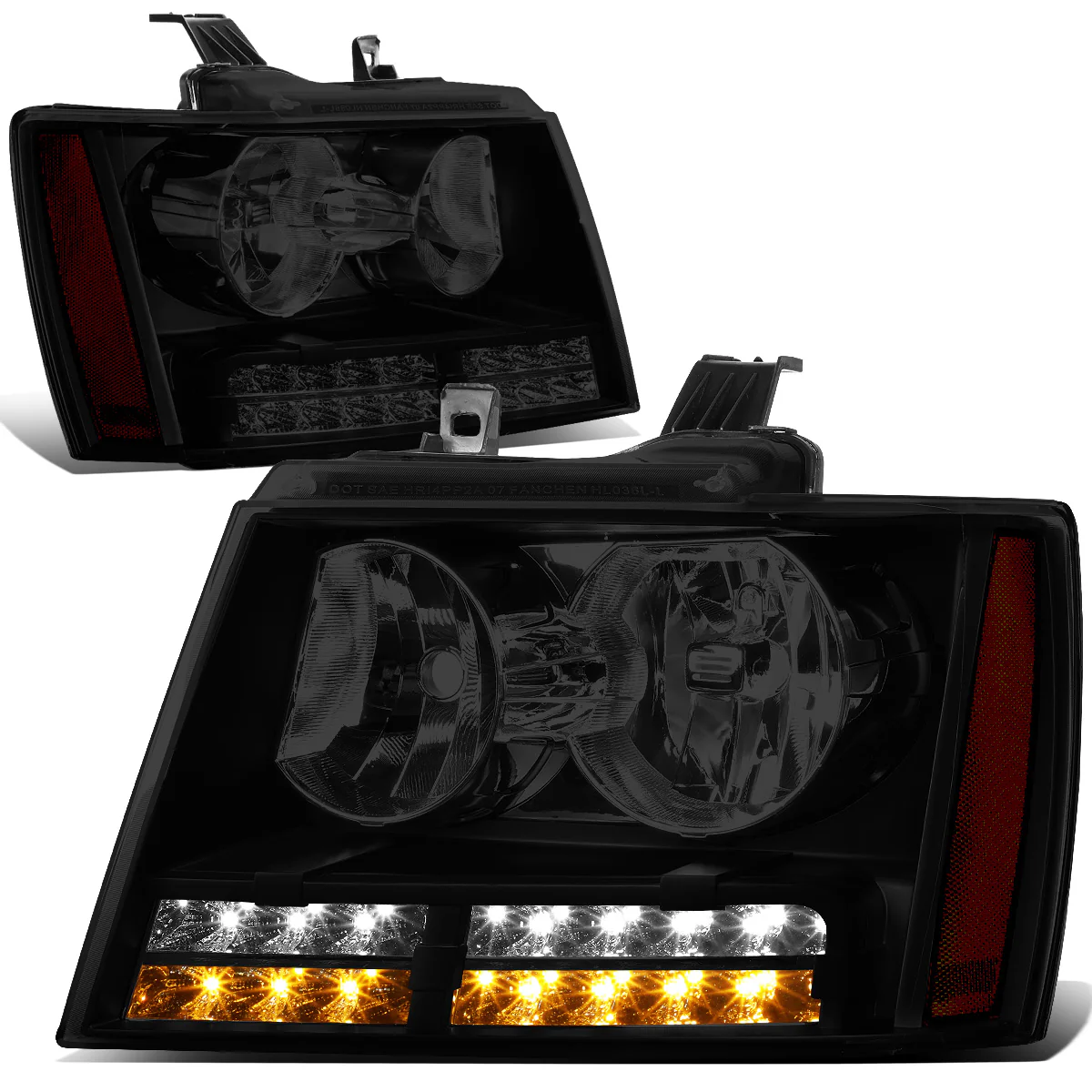 DNA Projector Headlights Chevy Avalanche (07-13) Tahoe (07-14) w/ LED DRL - Black or Chrome Housing - Image 15